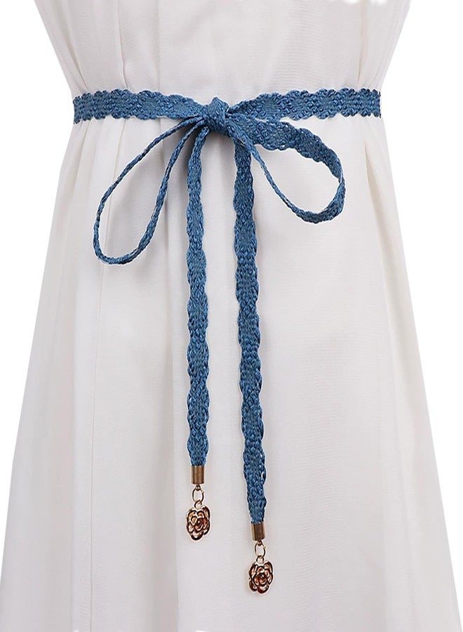 NIDMIDO Elegant Braid Belt for Women Woven Trendy Waist Belt Decorative Dress Belt for Women Girls Outfit (Denim Blue) - Image 2